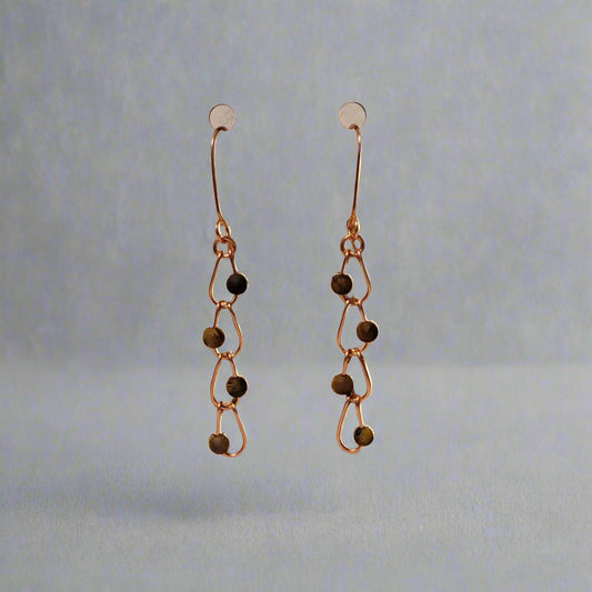 Handmade Tiger's Eye Horse Shoe Link Chain Earrings